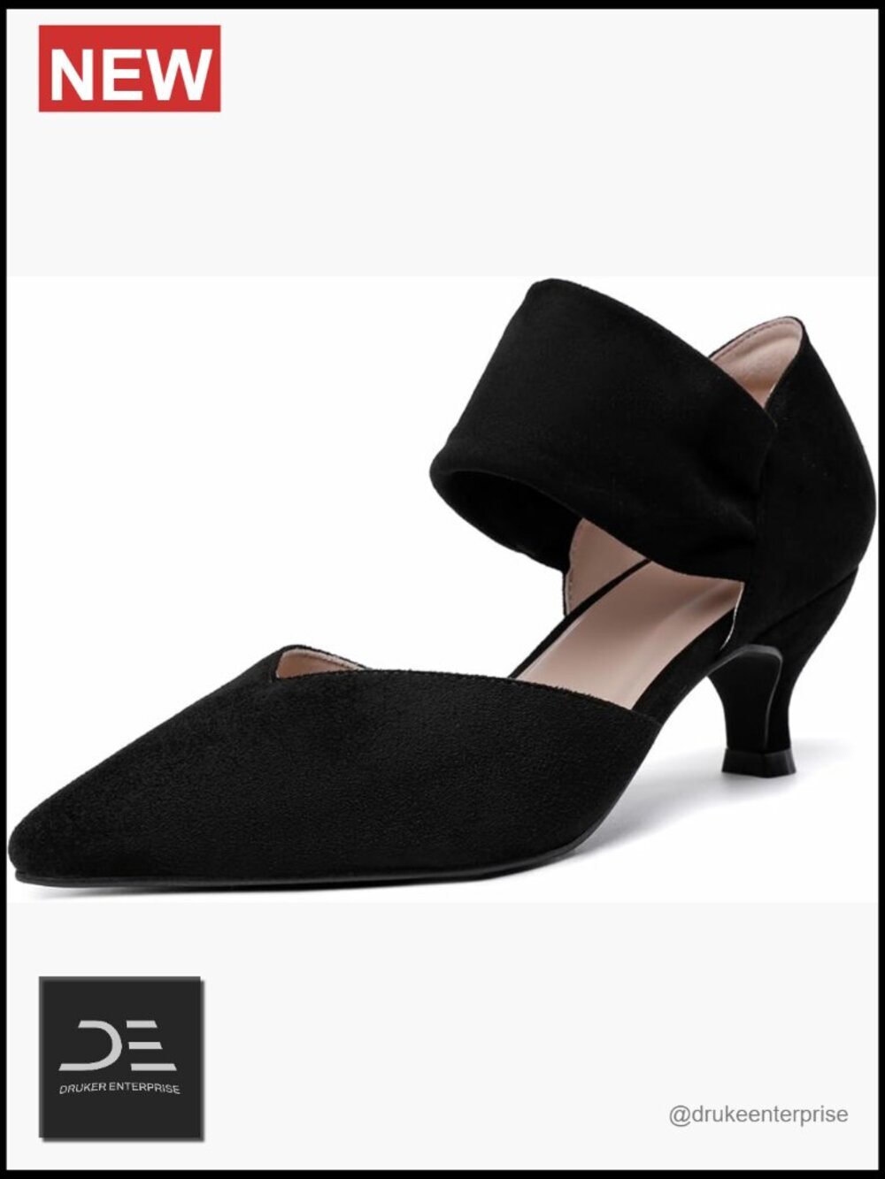 Kitten Heels for Women Closed Toe Comfortable Low Heels Pointed Toe Slip on